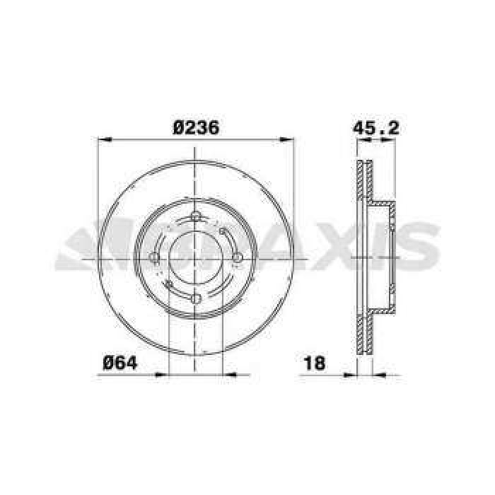 ON FREN DISK AYNASI HAVALI CARISMA 1.6 96-00 COLT LANCER 92--03 PROTON PERSONA 96-- 00 236X4 - BRAXIS AE0288