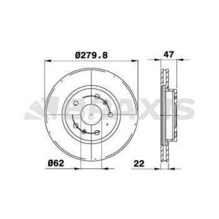 ON FREN DISK AYNASI SUZUKI SX4 06=- 5B 280mm - BRAXIS AE0726