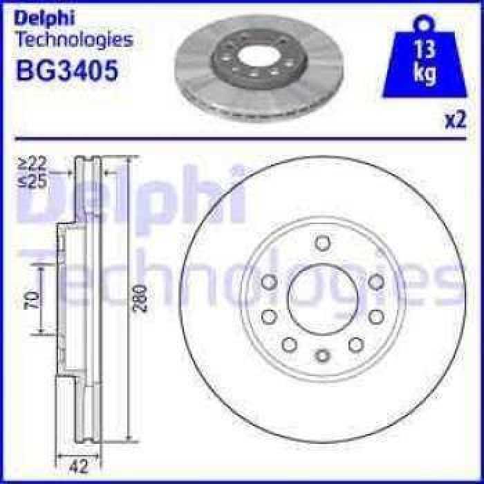 ON FREN DISKI CIFTLI PAKET ASTRA F-ASTRA G-ASTRA H-COMBO-CORSA-CORSA VAN-MERIVA-ZAFIRA - DELPHI BG3405