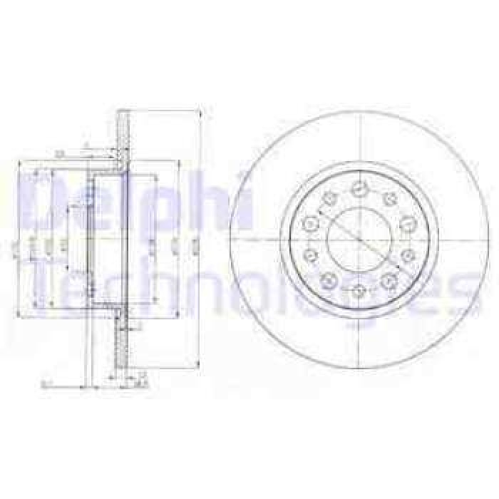 FREN DISKI ARKA 500 X 14- - 159 05- GIULIETTA 10- SPIDER 06-10 BRERA 05- DUZ 278mm - DELPHI BG3994