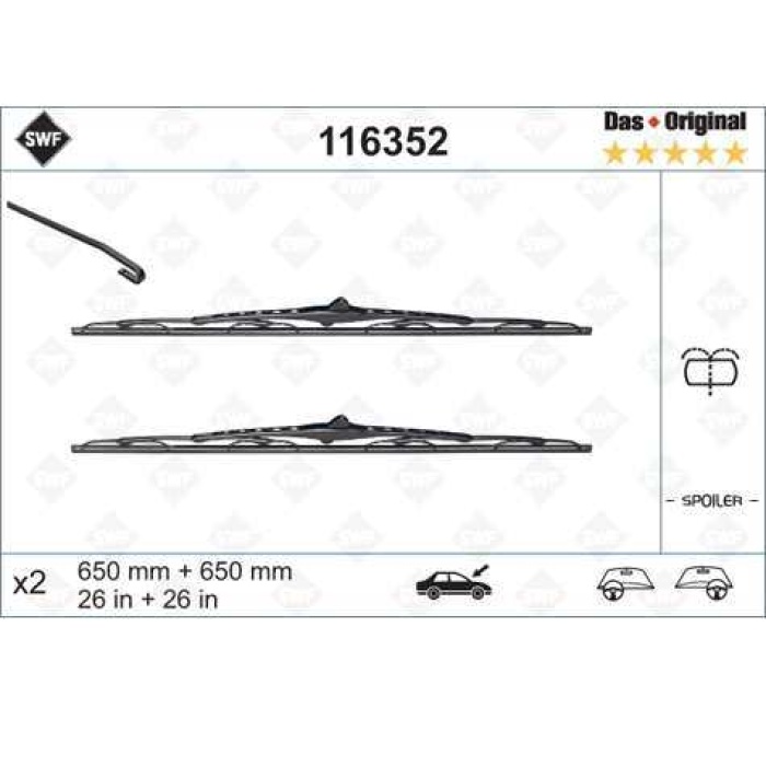 SILECEK SUPURGESI X2 - ST+YT CITROEN C8. PEUGEOT 807 650SP+650 - SWF - VALEO 116352