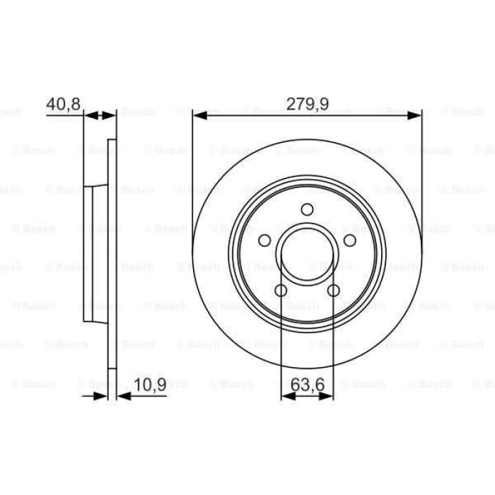 ARKA FREN AYNASI DISKI FOCUS II CB4 04-11 C-MAX DM2  07-09 VOLVO  V50 04-12 C30 06-12  C70 II  05-13 S40 II 04-12  17 JANT - 16 JANT DÜZ 280mm 5 BIJON - BOSCH 0986479S49