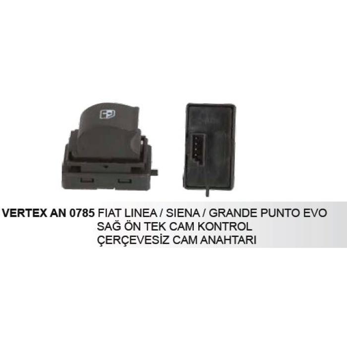 CAM KALDIRMA ANAHTARI TEKLI SAĞ FIAT SIENA-LINEA GRANDAPUNTO EVO  ÇERÇEVESIZ 4FIŞ - AN-0785