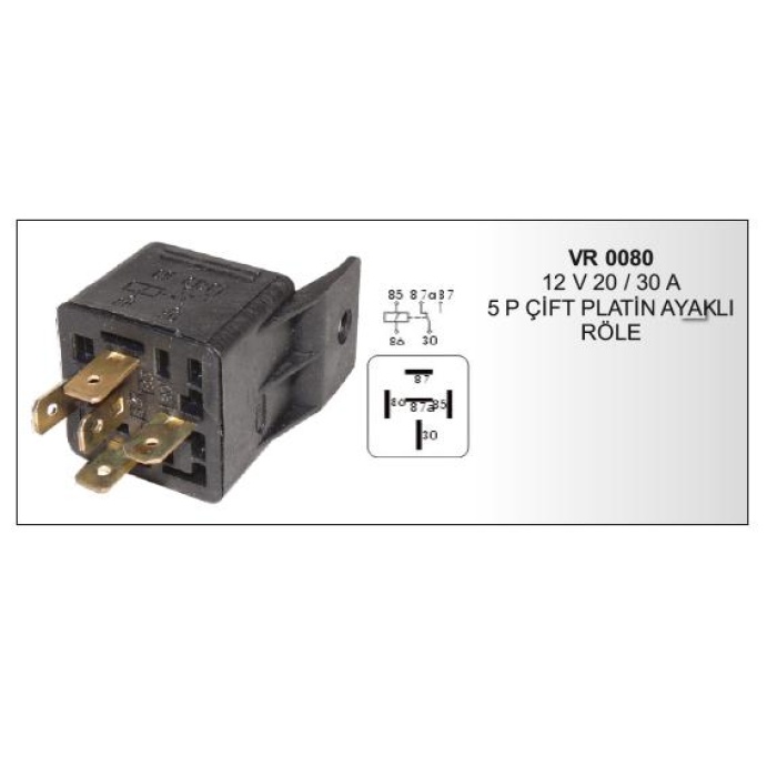 12V 20-30 AMPER 5PIN CIFT PLAT AYLI ROLE - VR0080