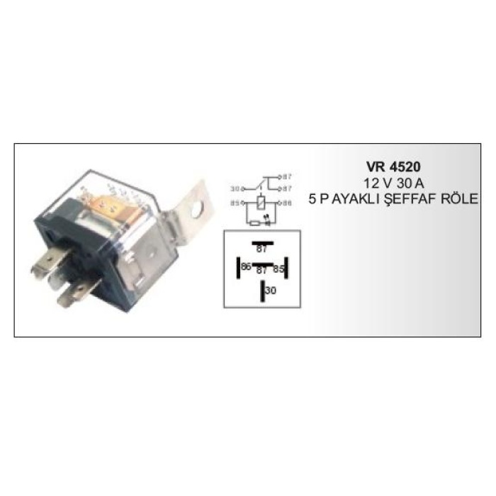 12V 30A 5PIN TEK PLATIN SEFFAF LED AYAK ROLE - VR4520