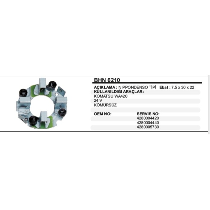 KÖMÜR YUVASI 24V KOMATSU WA 420 NIPPONDENSO TIP - BHN6210