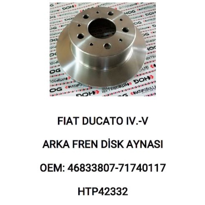 ARKA FREN DISK AYNASI DÜZ TAKIM FIAT DUCATO IV.-V - HTP42332