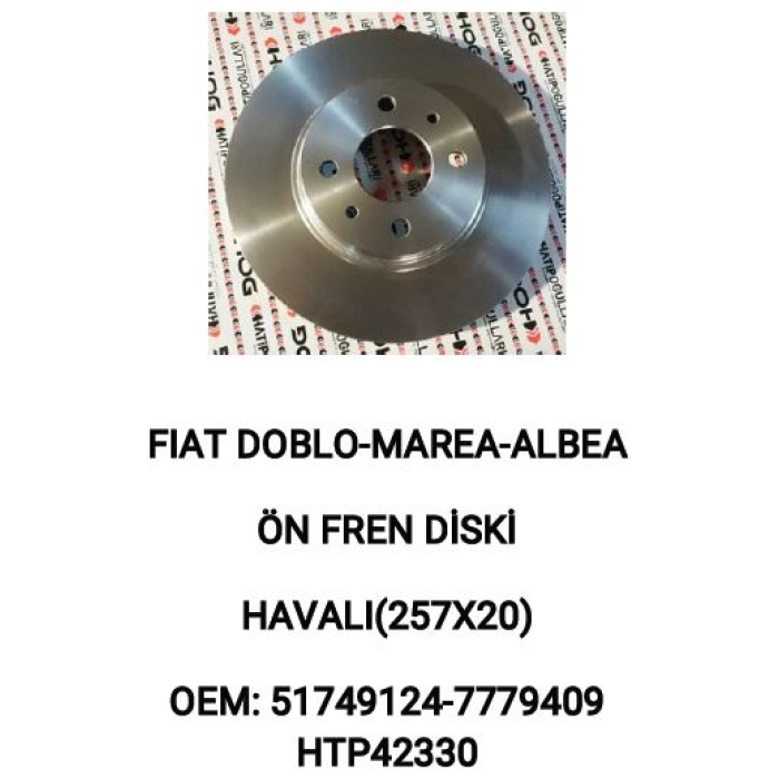 ÖN FREN DISK AYNASI SOĞUTMALI  TAKIM  Q257MM FIAT DOBLO-MAREA-ALBEA - HTP42330