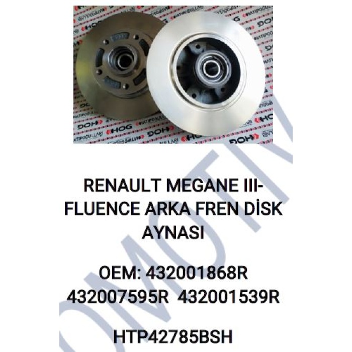 ARKA FREN DISK AYNASI 5BIJON BILYALI ABS OKUYUCULU TAKIM RENAULT MEGANE III.- FLUENCE - HTP42785BSH