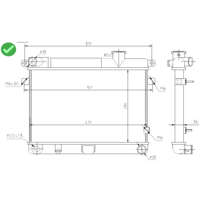 SU RADYATÖRÜ MEKANIK FIAT DKŞ ŞAHIN KARTAL DOGAN YM. 3 SIRA 131 SÜPER SISTEM 470X290x36 - E-FAN-85008077-3W