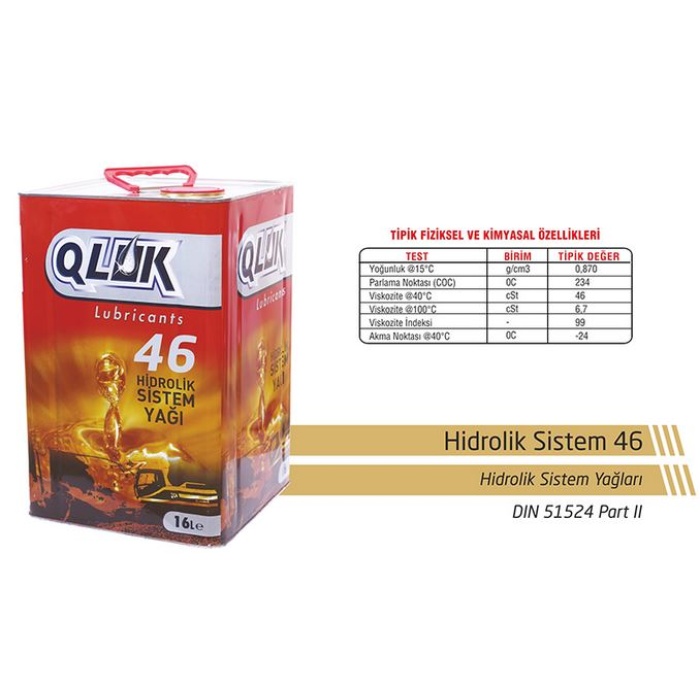 QLUK 14 KG TENEKE 46-HIDROLIK SISTEM YAĞLARI PALET 80 ADET - QLUK-46HSY-14