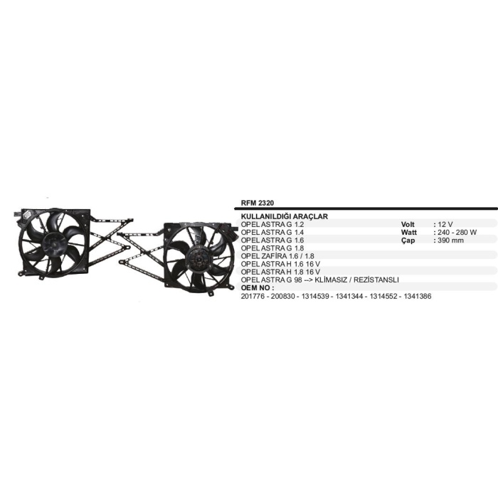 FAN MOTORU OPEL ASTRA G 98--KLIMASIZ ÇITALI - RFM2320