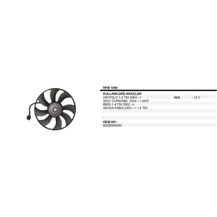 FAN MOTORU VW.POLO-SEAT CORDOBA 04--2007 1 4TDI - RFM1960