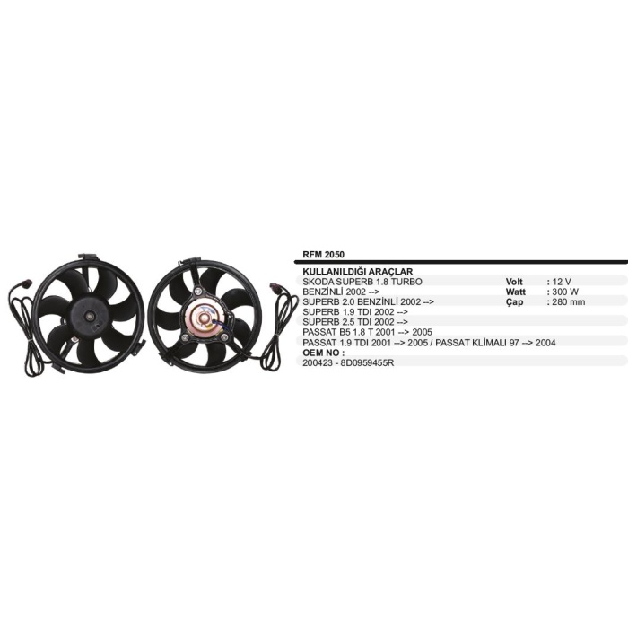 FAN MOTORU 12V VW PASSAT KLIMALI 97--04 - RFM2050