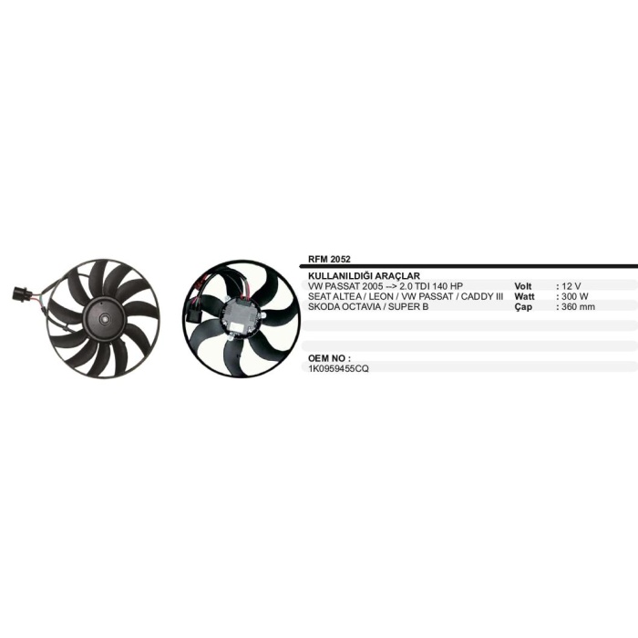 FAN MOTORU VW PASSAT 2005--2 0 TDI 140 HP - RFM2052