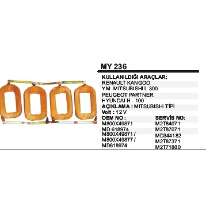 MARŞ YASTIĞI 12V YM MITSUBISHI L300- CANTER -RENAULT KANGOO-PEUGEOT PARTNER MITSUBISHI TIP - MY236