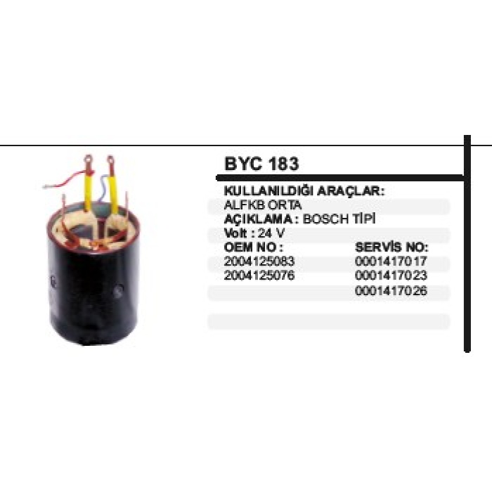 GÖVDELI YASTIK 24V ALFKB ORTA BOSCH TIP - BYC183