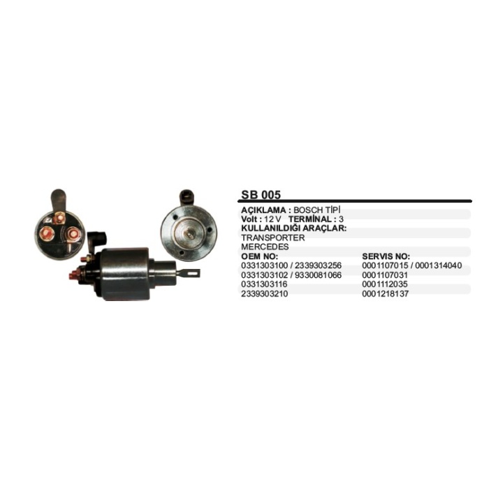 MARŞ OTOMATIĞI 12V VW TRANSPORTER-MERCEDES- 303210 . BOSCH TIP - SB005