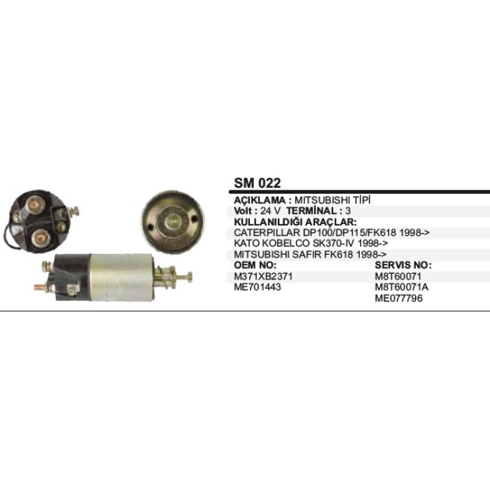 MARŞ OTOMATIĞI 24V CAT DP115-FK618-KOBELCO SK370 MITSUBISHI TIP - SM022