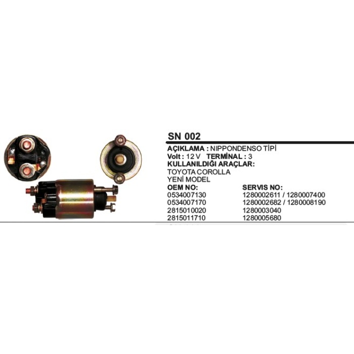 MARŞ OTOMATIĞI 12V TOYOTA COROLLA-YM 043400-7130 NIPPONDENSO TIP - SN002