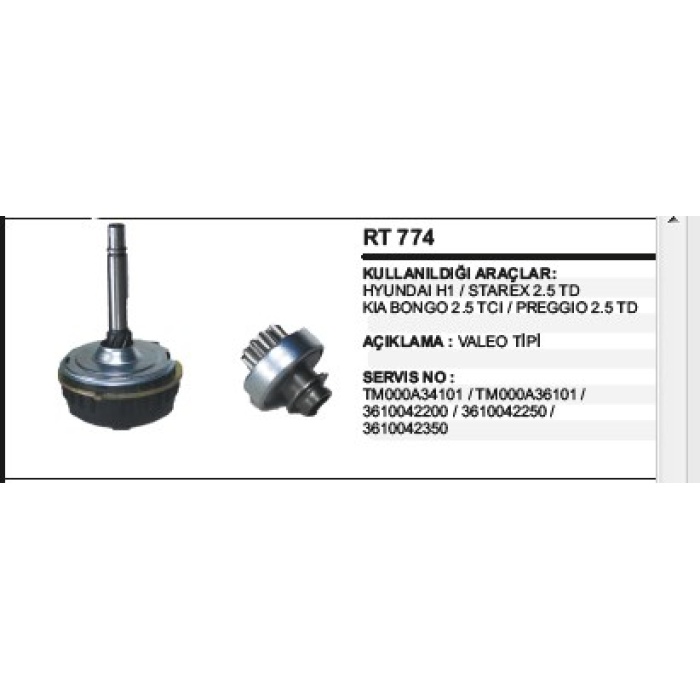 REDIKSIYON TM TK+DISLI+CATAL VALEO TIP D7R HYUNDAI  VALEO TIP - RT774