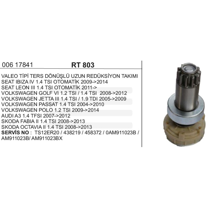 REDIKSIYON TK VALEO T.TS12ER VW-SEAT TERS UZUN - RT803