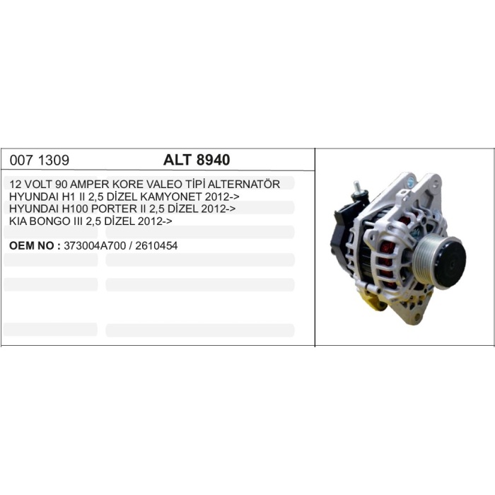 ALTERNATÖR 12V.90A HYUNDAI H1-KIA BONGO 2012-- - ALT8940