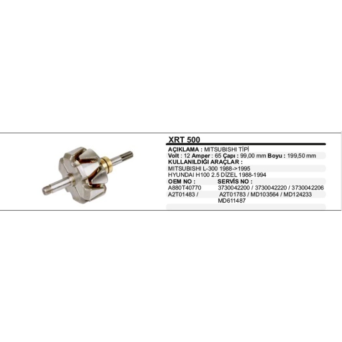 ROTOR12V.L300-HYUNDAI H100 500-585 MITSUBISHI TIP - XRT500