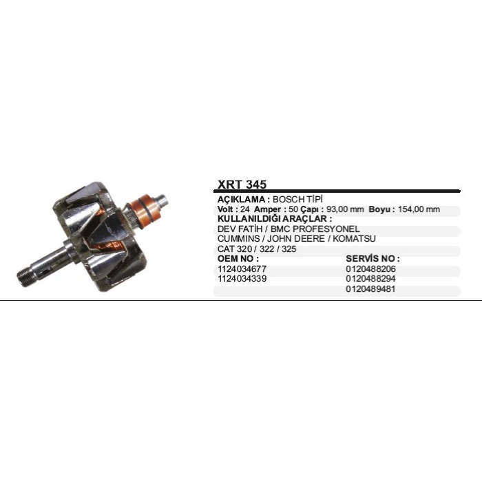 ROTOR 24V.40A PROF-KOMATSU-CAT-JOHN BOSCH TIPI - XRT345