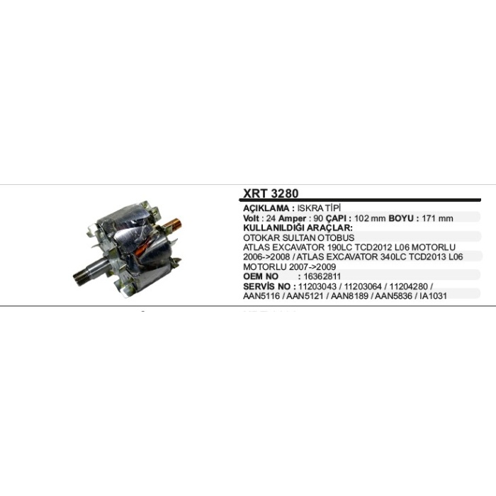 ROTOR 24V.90AOTOKAR SULTAN-DEUTZ  ISKRA TIPI - XRT3280