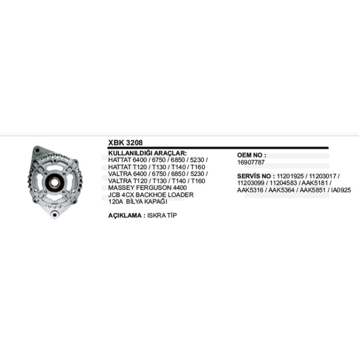 BINYA KAPAĞI 120A.JCB-HATTAT-VALTRA - XBK3208