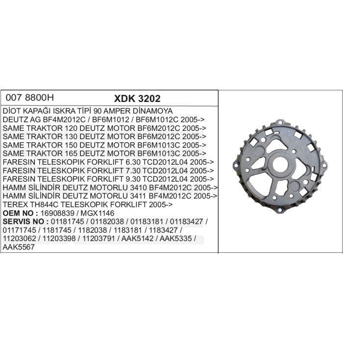 DIOT KAPAĞI ALTERNATÖR 90A.ATLAS COPCO-DEUTZ - XDK3202