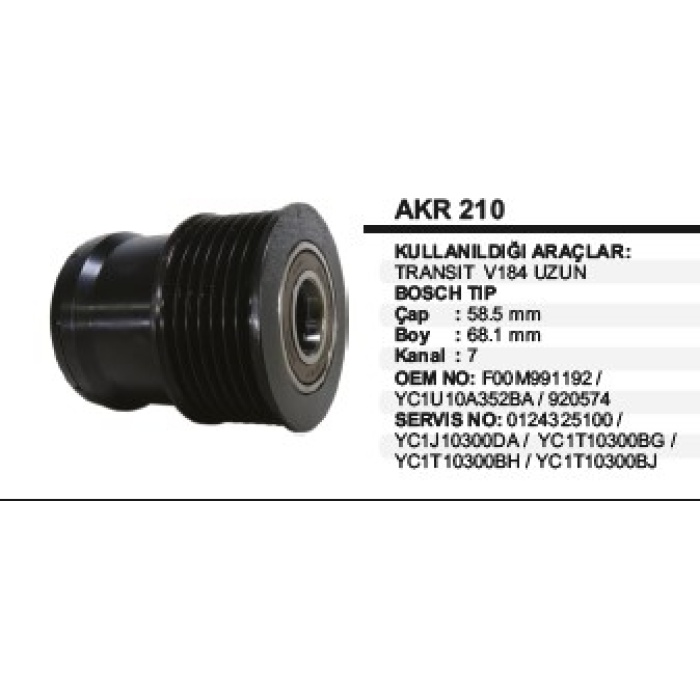 AKR 210 TRANSIT V184 UZUN RULMANLI KASNAK - AKR210