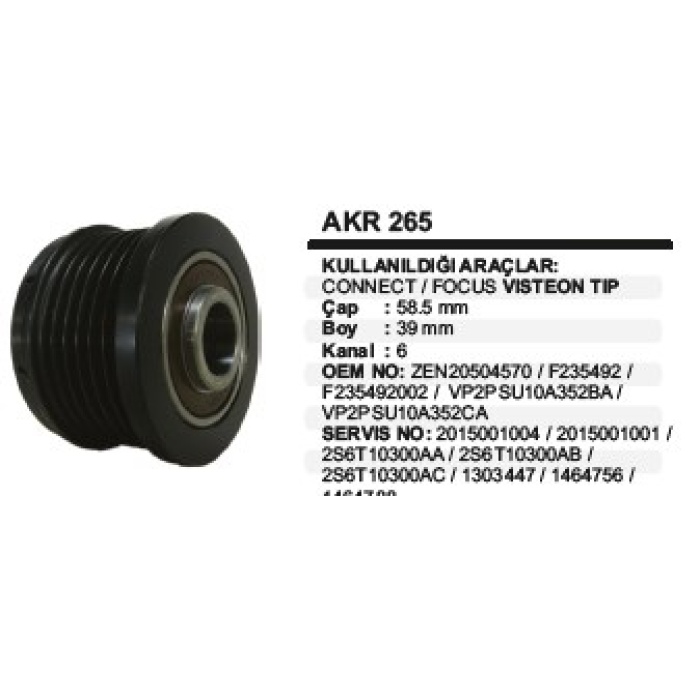 AKR 265 CONNECT-FOCUS VISTEON RULMLI KASNAK - AKR265