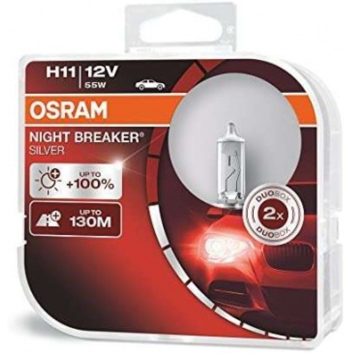 AMPUL H11 55W 12V PGJ19-2 HCB2 %100 FAZLA ISIK GUCU IKILI KUTU - OSRAM 64211 NBS