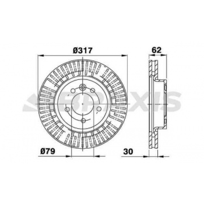 FREN DISKI ON DISCOVERY 3 05-09 DISCOVERY 4 10-16 2.7 V6 DIZEL RANGE ROVER SPORT 4.4 V8 PETROL - BRAXIS AD0401