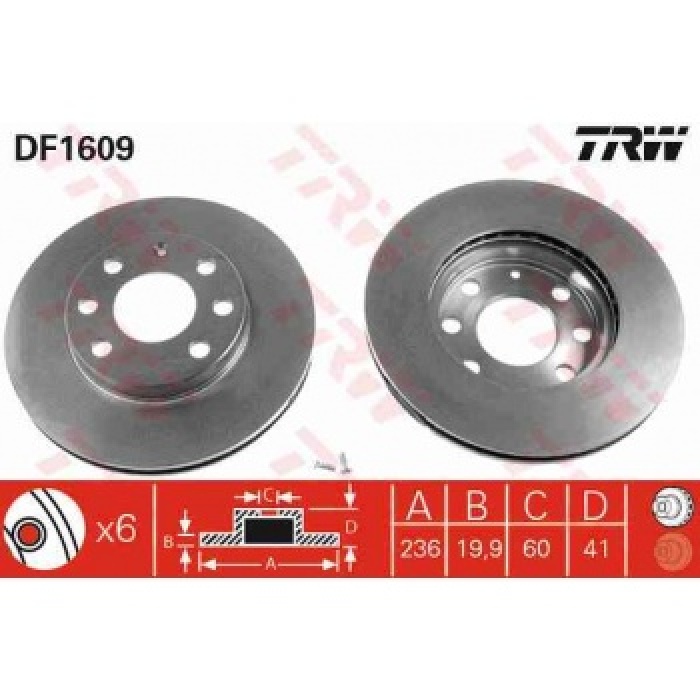 ON FREN DISKI ASTRA F 92-98 CORSA B 93-02 ASTRA CLASSIC 99-02 - TRW DF1609