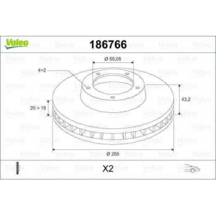 ON FREN DISK AYNASI HAVALI TOYOTA YARIS D4 D 06-11 255X4 - VALEO 186766