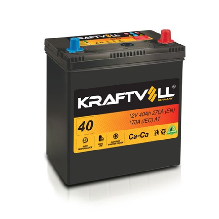 AKU 12V 40 AH NS40 197×129×227 DAR TAM KAPALI INCE - KRAFTVOLL 18010001