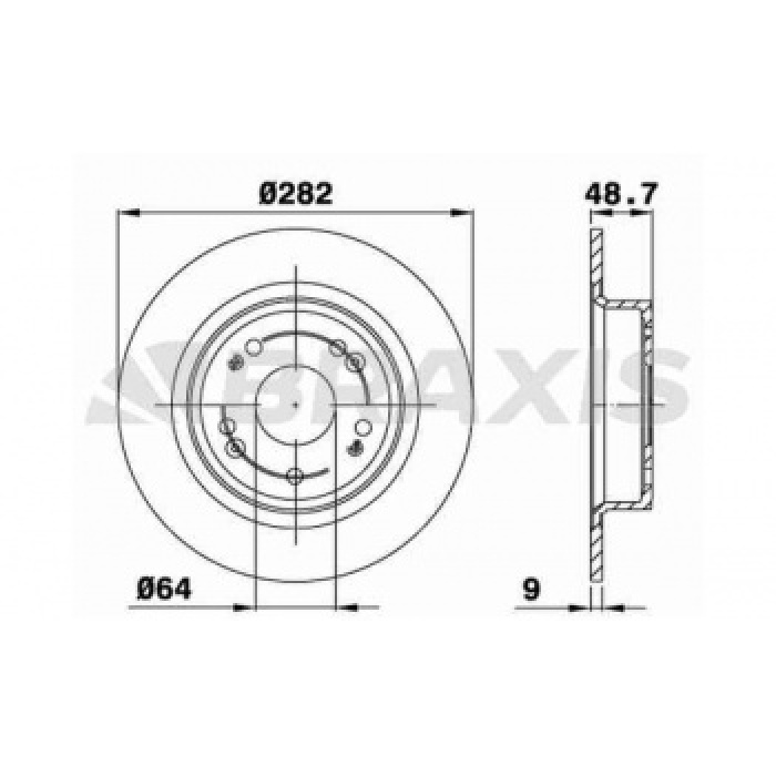 ARKA FREN DISK AYNASI DUZ ACCORD 09--14 282X5 - BRAXIS AE0606