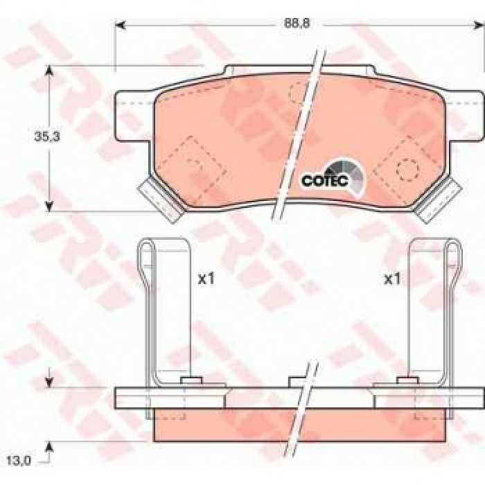 ARKA FREN BALATASI DISK ICIN HONDA CIVIC 1996-2000 JAZZ CITY 2002-2010 CRX 92-98 INTEGRA 88-97 - TRW GDB499