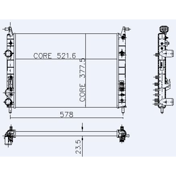 MOTOR RADYATOR PALIO 1.2 ALBEA 1.2 - 1.6 KLIMALI 2 SIRA AL+PL SISTEM - 522X378X23.5 - KALE 0131282AL