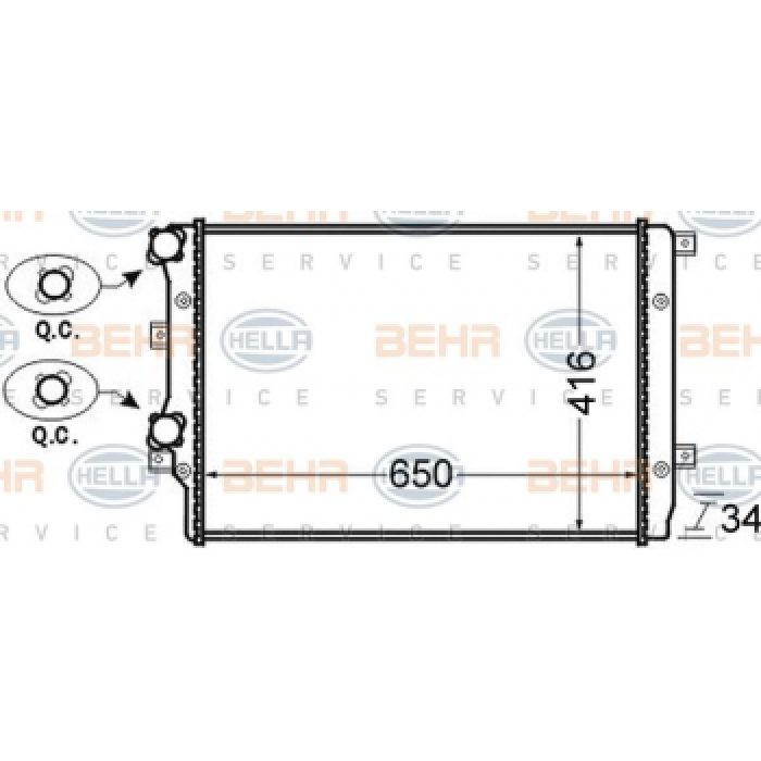 MOTOR RADYATORU 648X460 CADDY PASSAT GOLF JETTA OCTAVIA TOURAN ALTEA SUPERB 2.0TDI CFHC 04-13 - BEHR 8MK376726-704