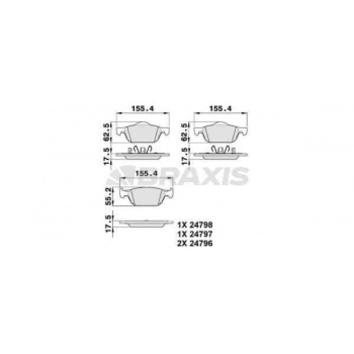 ON FREN BALATASI HONDA ACCORD 2008 - 2013 - HONDA CIVIC HATCBACK 2013 -- - BRAXIS AB0378