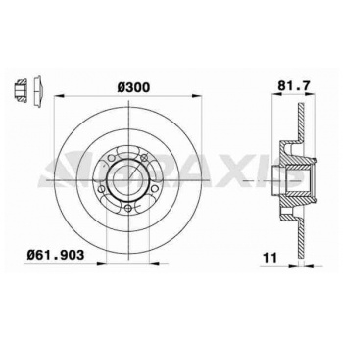 ARKA FREN DISK AYNASI LAGUNA III LATITUDE 1.5DCI - 1.6 - 2.0 RULMANLI - 300 - 11MM - BRAXIS AD0388