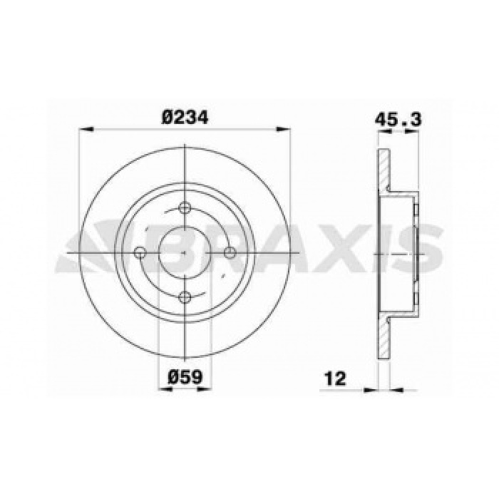 ON FREN DISK AYNASI DUZ MICRA K11 92--02 234X4 - BRAXIS AE0099