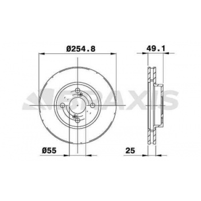 ON FREN DISK AYNASI HAVALI COROLLA E12 03--07 VVTI 255X4 - BRAXIS AE0177