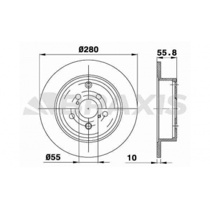 ARKA FREN DISK AYNASI DUZ TOYOTA  AVENSIS 1.6 1.8 2.0D 03-08 280×5 - BRAXIS AE0270