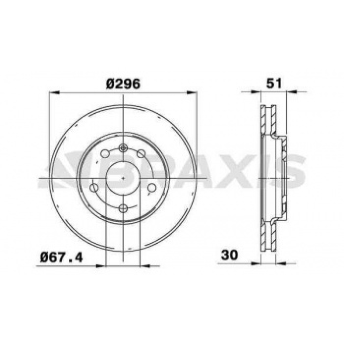 ON FREN DISKI HAVALI INSIGNIA 16 INCH JANT ICIN 296MM - BRAXIS AE0289