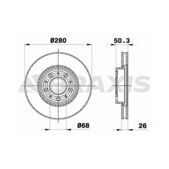 ON FREN AYNASI VOLVO 850 91 97 S70 C70 V70 960 2.0 2.5 2.5 20V 2.5TDI 97- 280x26x5DLxHAVALI - BRAXIS AE0299